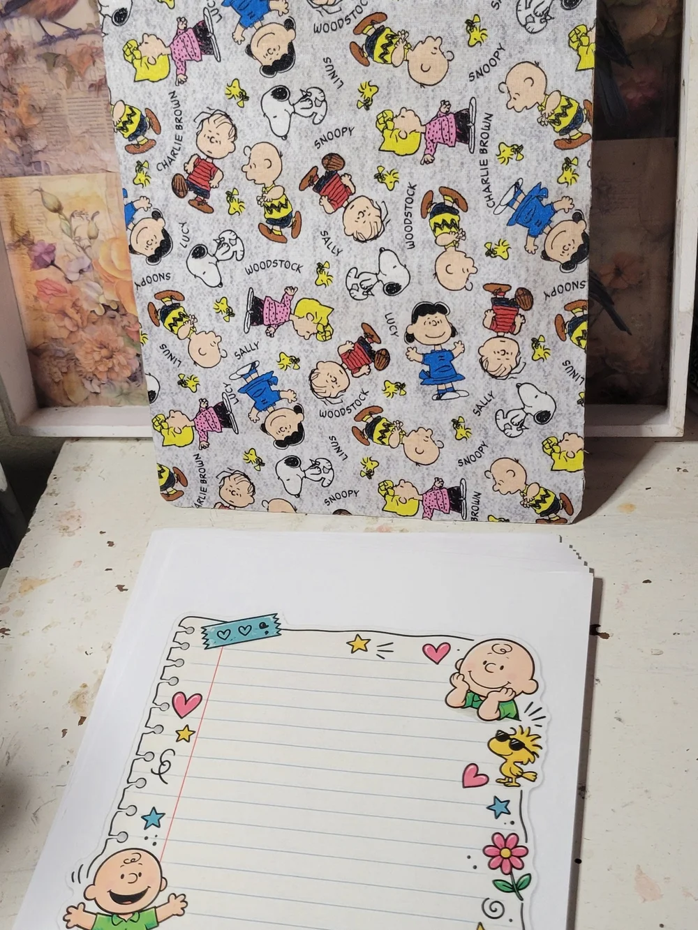 Peanuts Snoopy & Charlie Brown Clipboard with Red & Black Chevron Pad